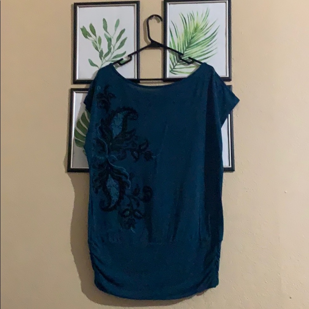 2x heart soul banded bottom top teal